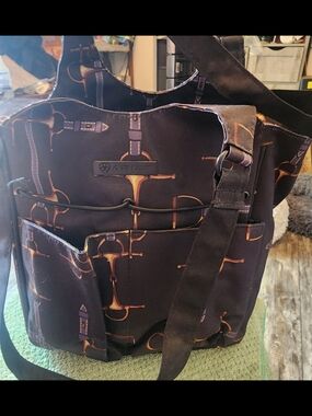 Ariat Purple Patterned Messenger Tote with Orange Accents